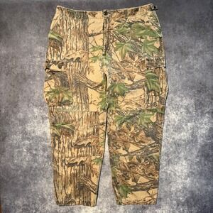 Vintage Rattlers Brand Realtree Camo Cargo Pants Mens XL Cotton Hunting USA Made